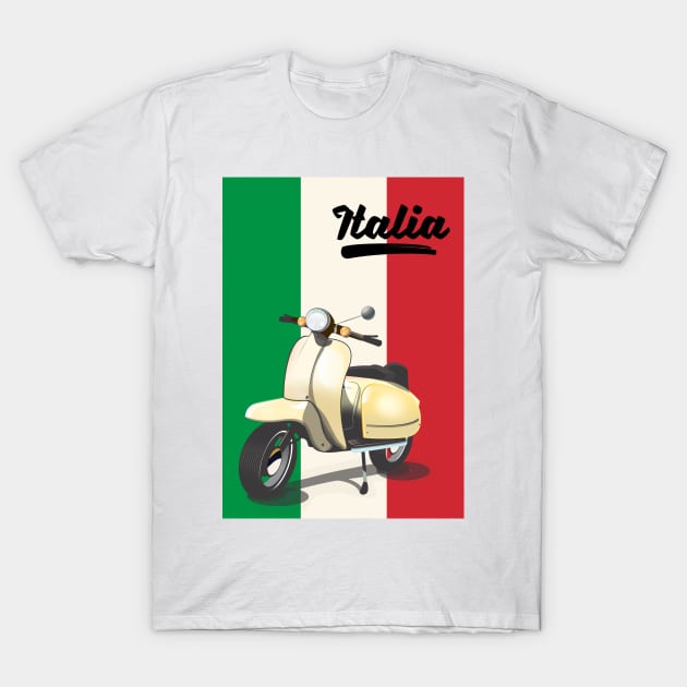 Italy vintage scooter travel poster T-Shirt by nickemporium1